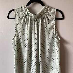 Ann Taylor Dot Ruffle Tie Back Shell